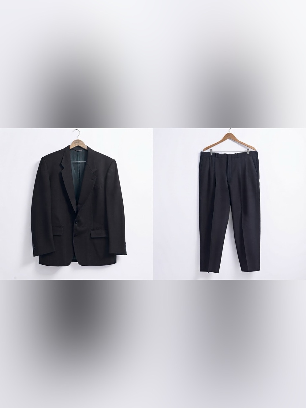 Vintage Shipley Quality Tailored 100% Pure Virgin Wool Navy 2 Piece Suit 46R